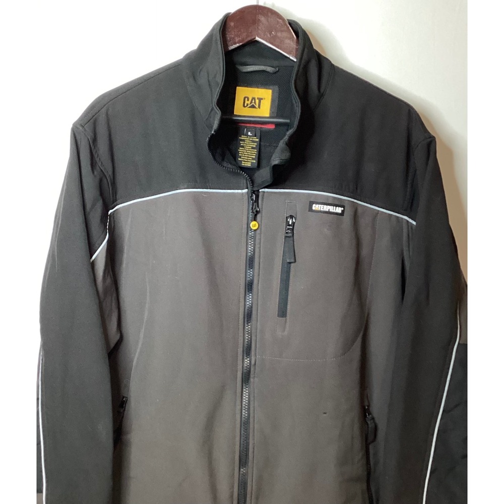 CAT Caterpillar Workwear Jacket Men's Black Grey Full Zip Softshell Large‎